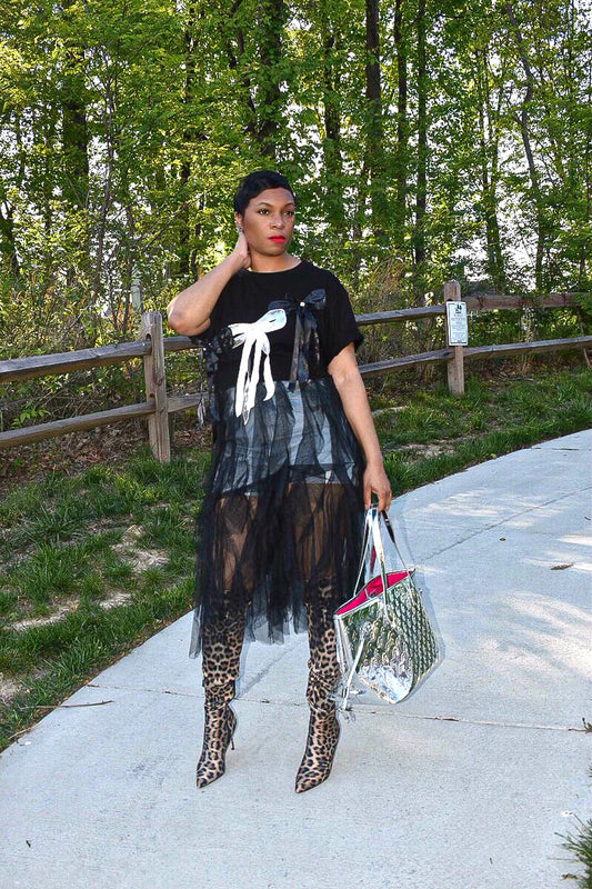 Sequin Triple Bow Tulle Shirt