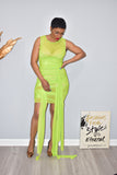 Lime Mummy Meshed Fitted Dress