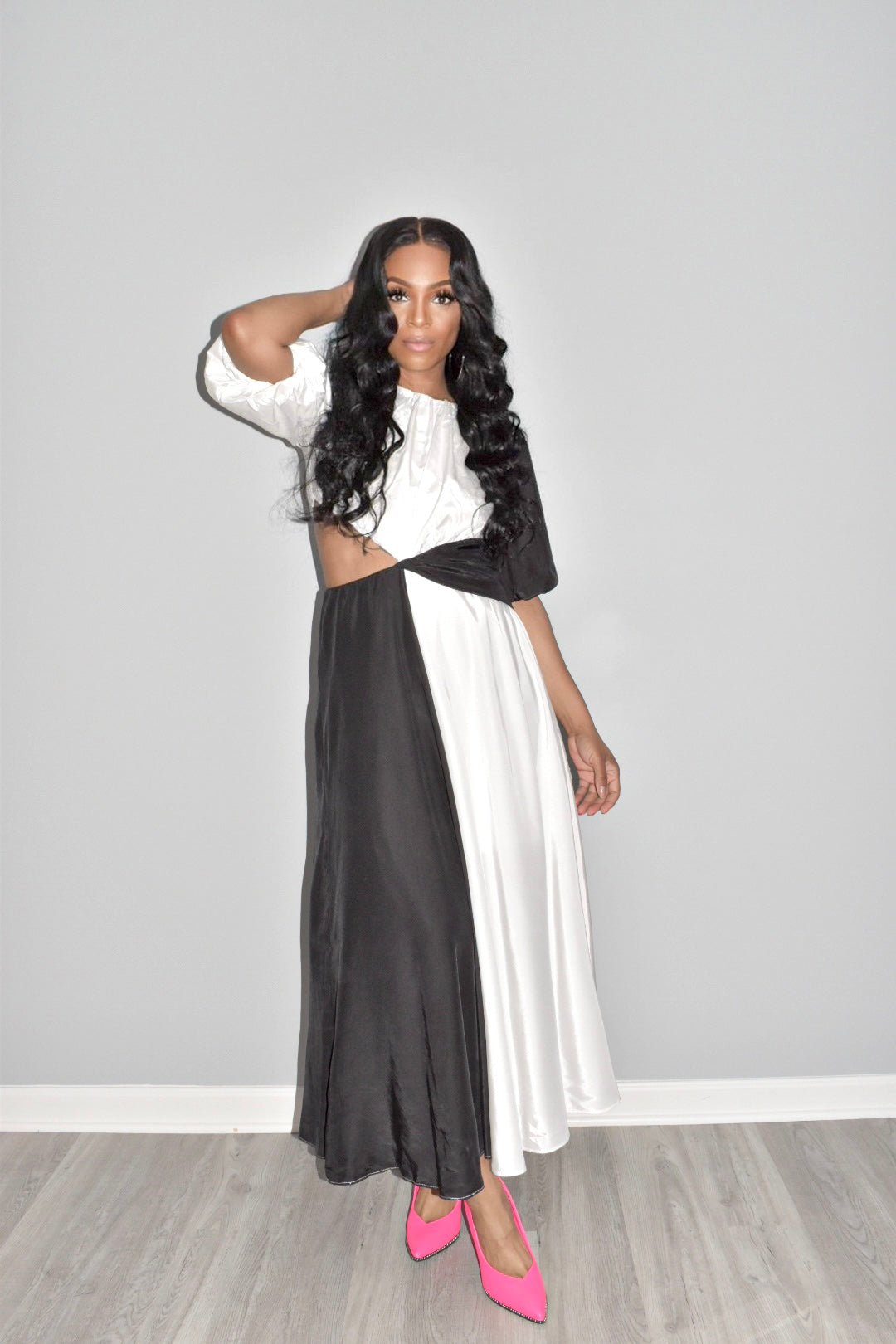 Yoni Black and White Cut Out Dress