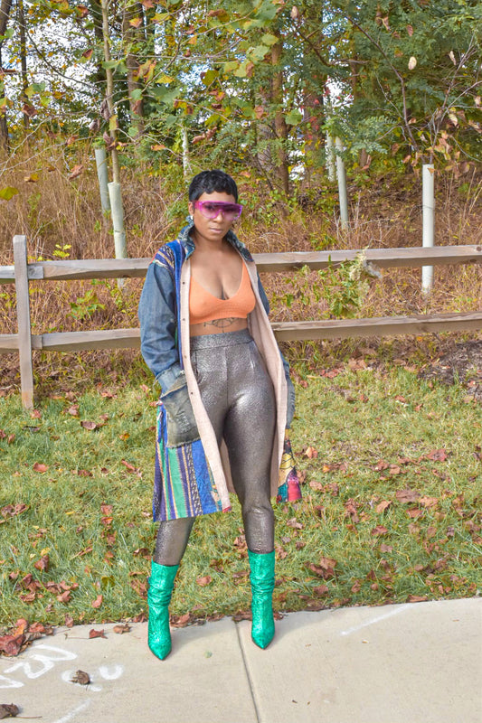 Patchwork Denim Contrast Cardigan