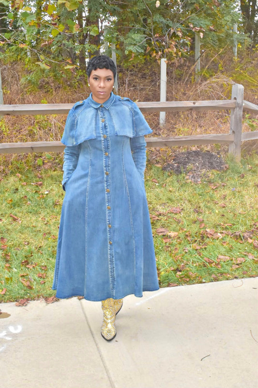 Vintage Cape Denim Dress