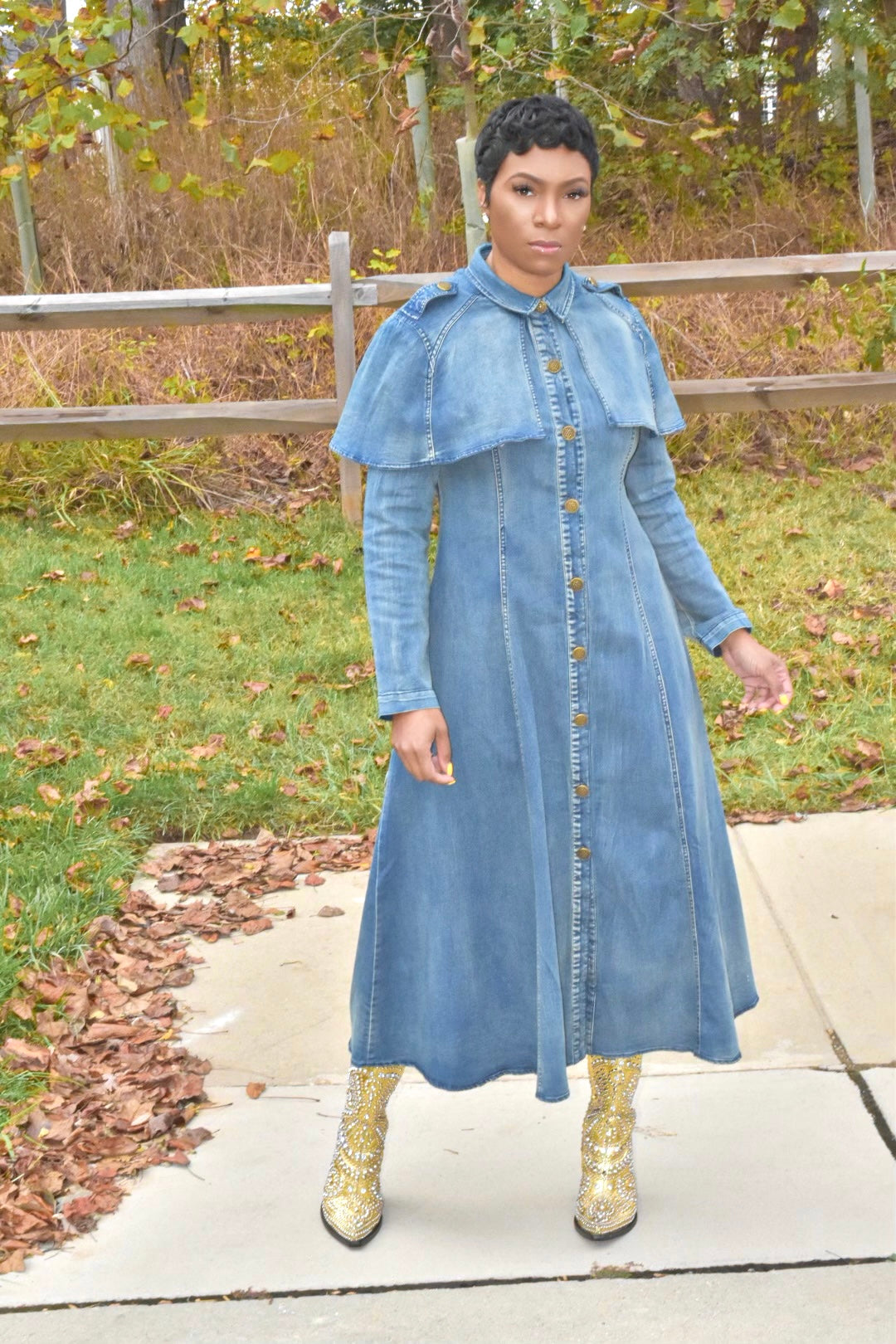 Vintage Cape Denim Dress