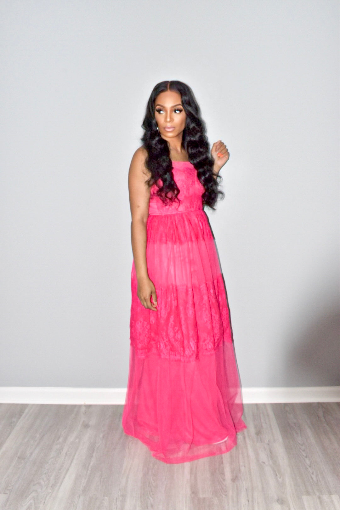 Pinky Tulle Maxi Dress