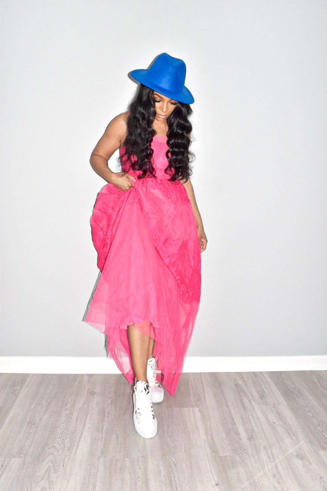 Pinky Tulle Maxi Dress