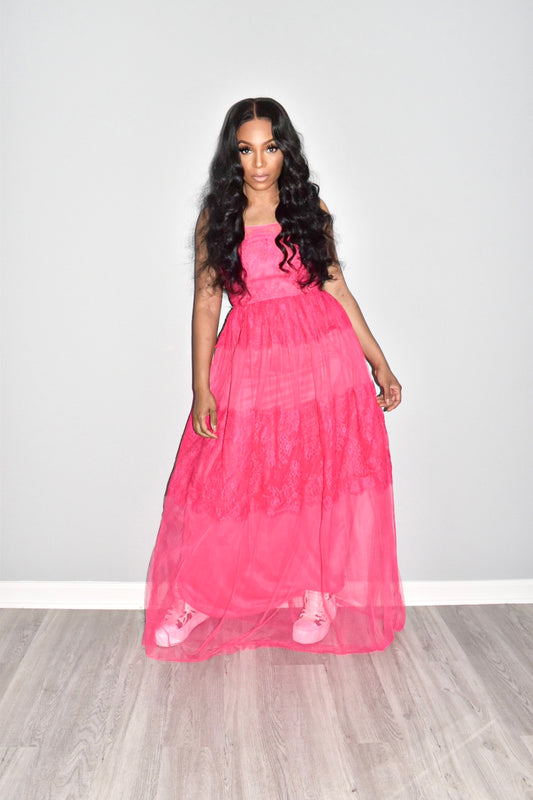 Pinky Tulle Maxi Dress