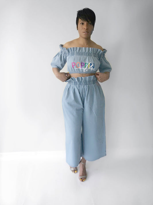 POPPIN Blue Jean Crop Set