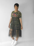 POPPIN Camo T-Shirt Dress with Tulle