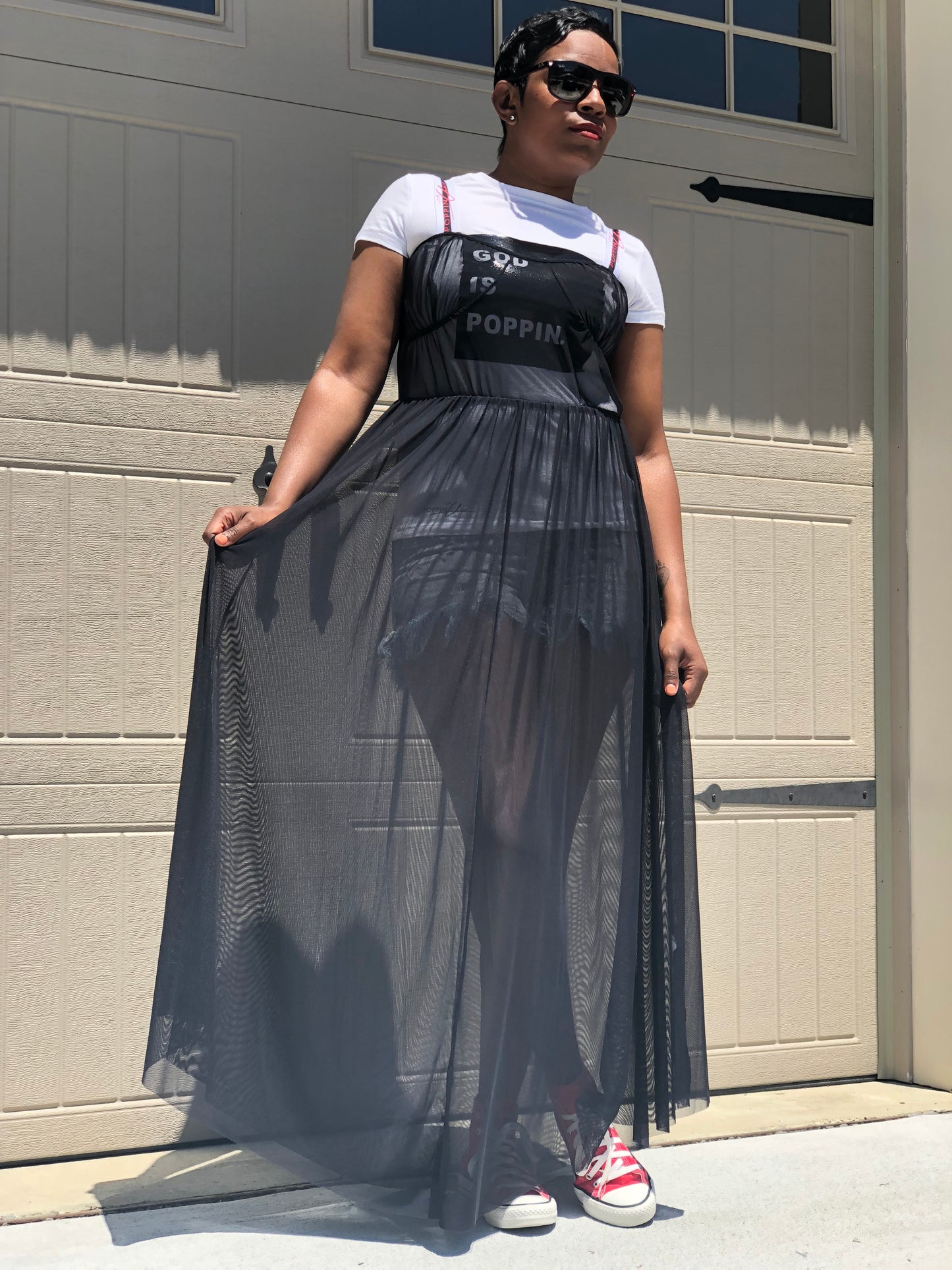 POPPIN Sheer Maxi Dress