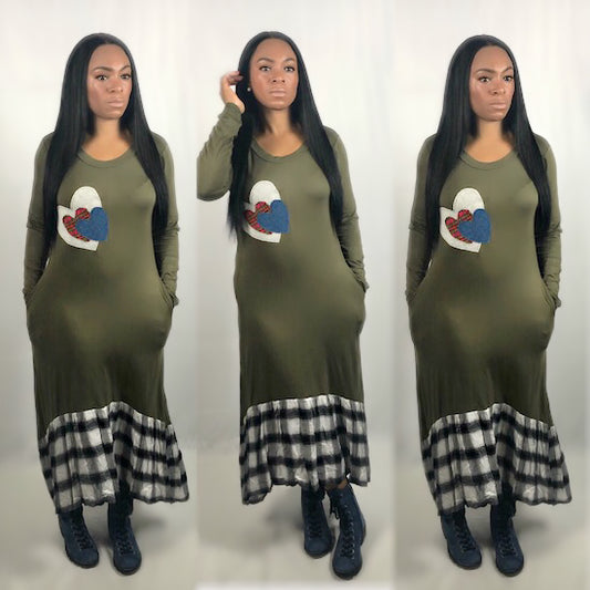 POPPIN Patched Heart Olive Maxi