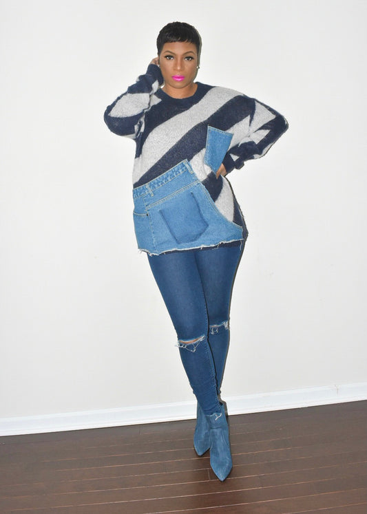 Denim Striped Sweater
