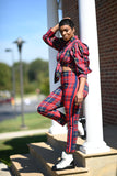 Miseducation Red Plaid Button Up Top