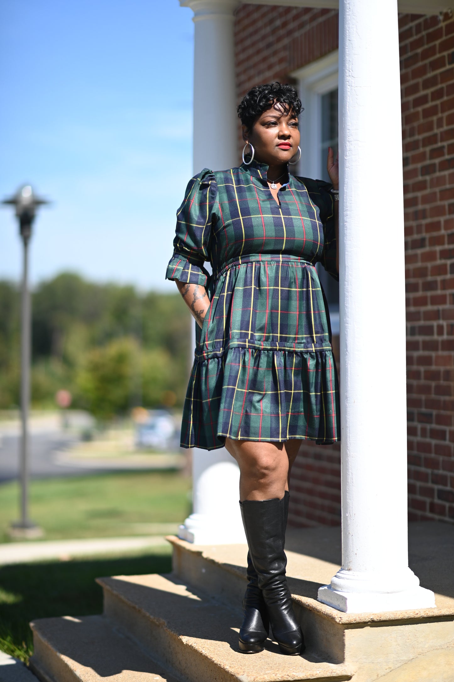 Miseducation Green Plaid Dress