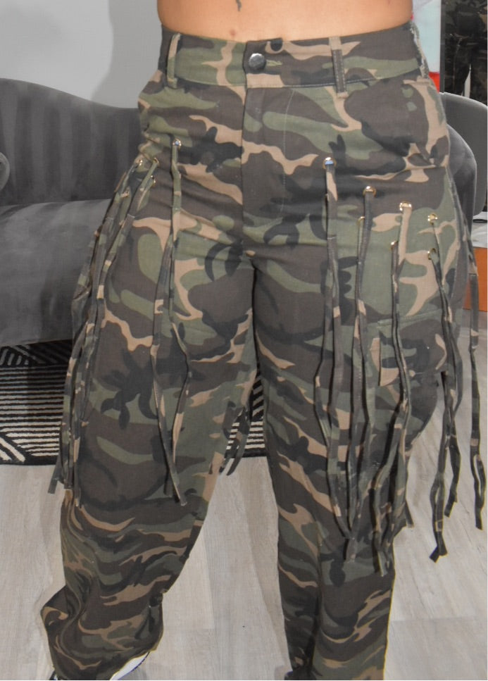 Kay Tassel Camo Pants