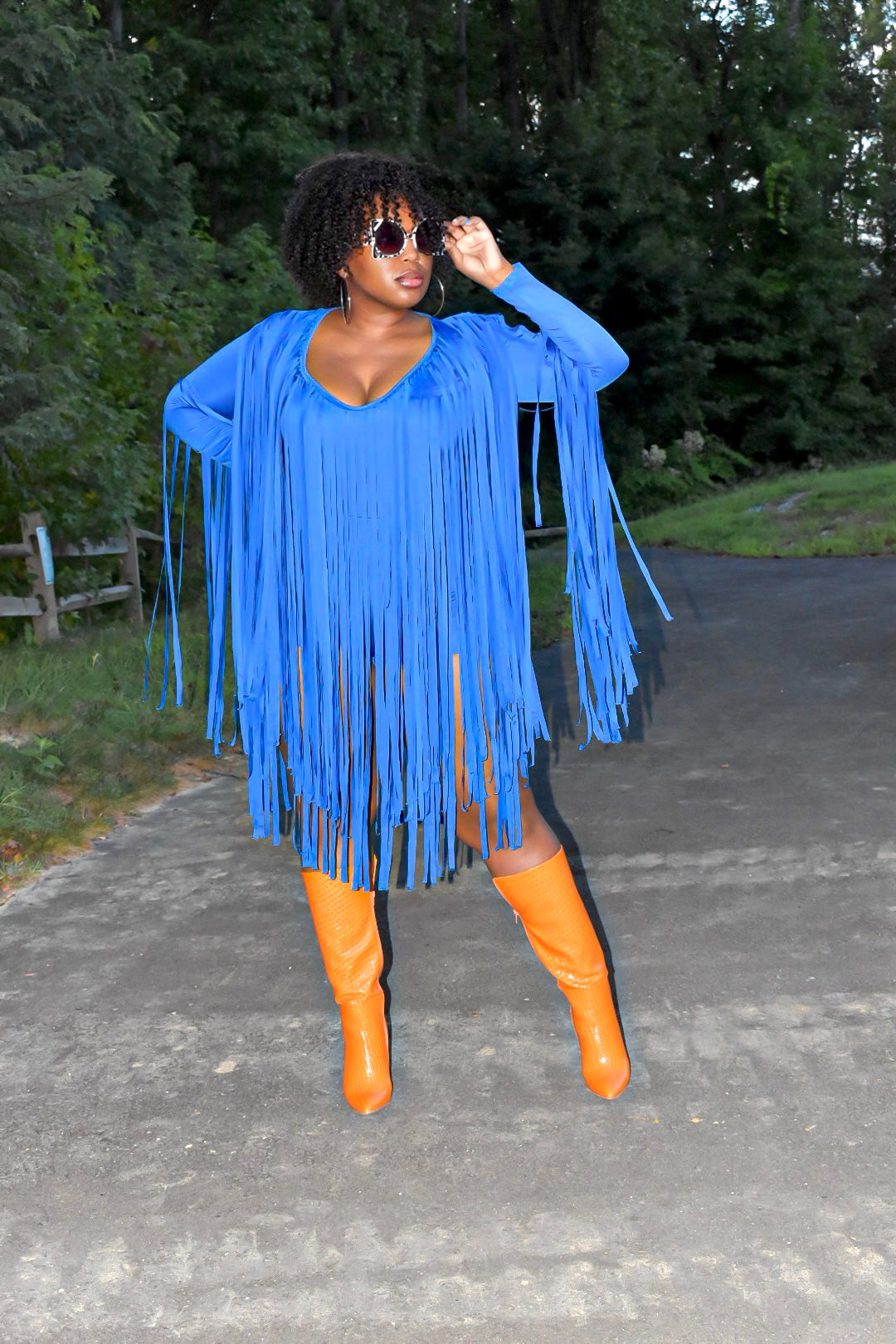 Blue Keri Fringed Romper