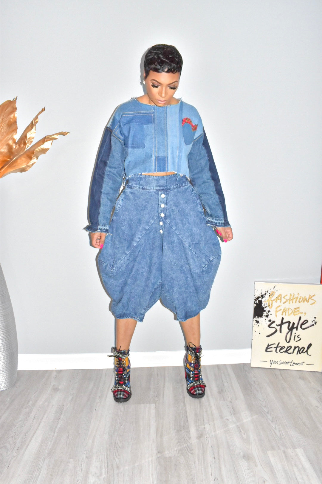 Denim Harem Pants