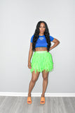 Kaycee Green Frilly Fringe Skirt