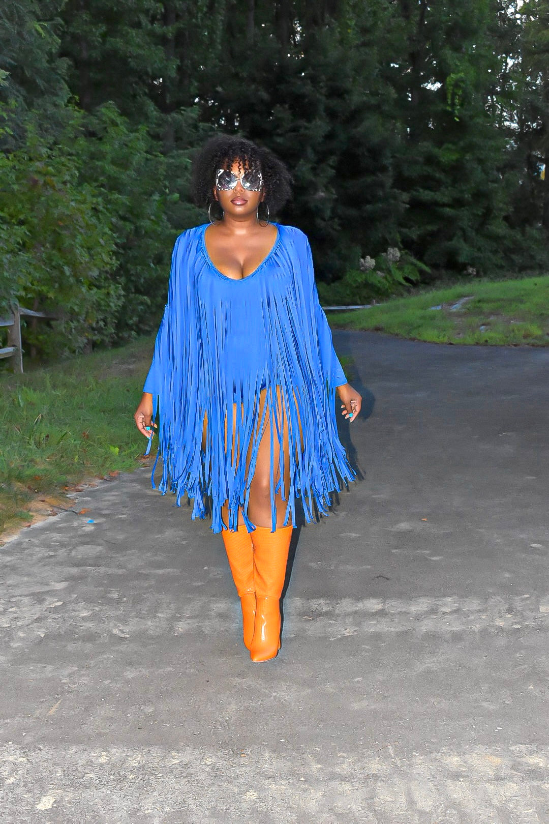 Blue Keri Fringed Romper