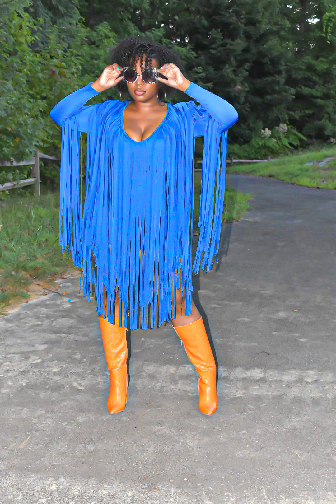 Blue Keri Fringed Romper