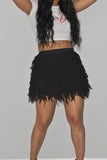 Kaycee Black Frilly Fringe Skirt