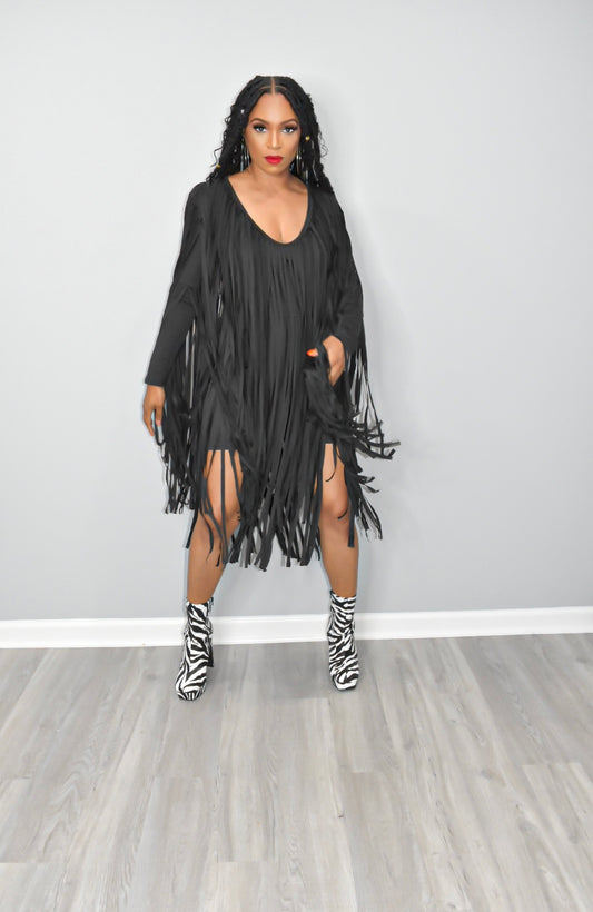 Black Keri Fringed Romper