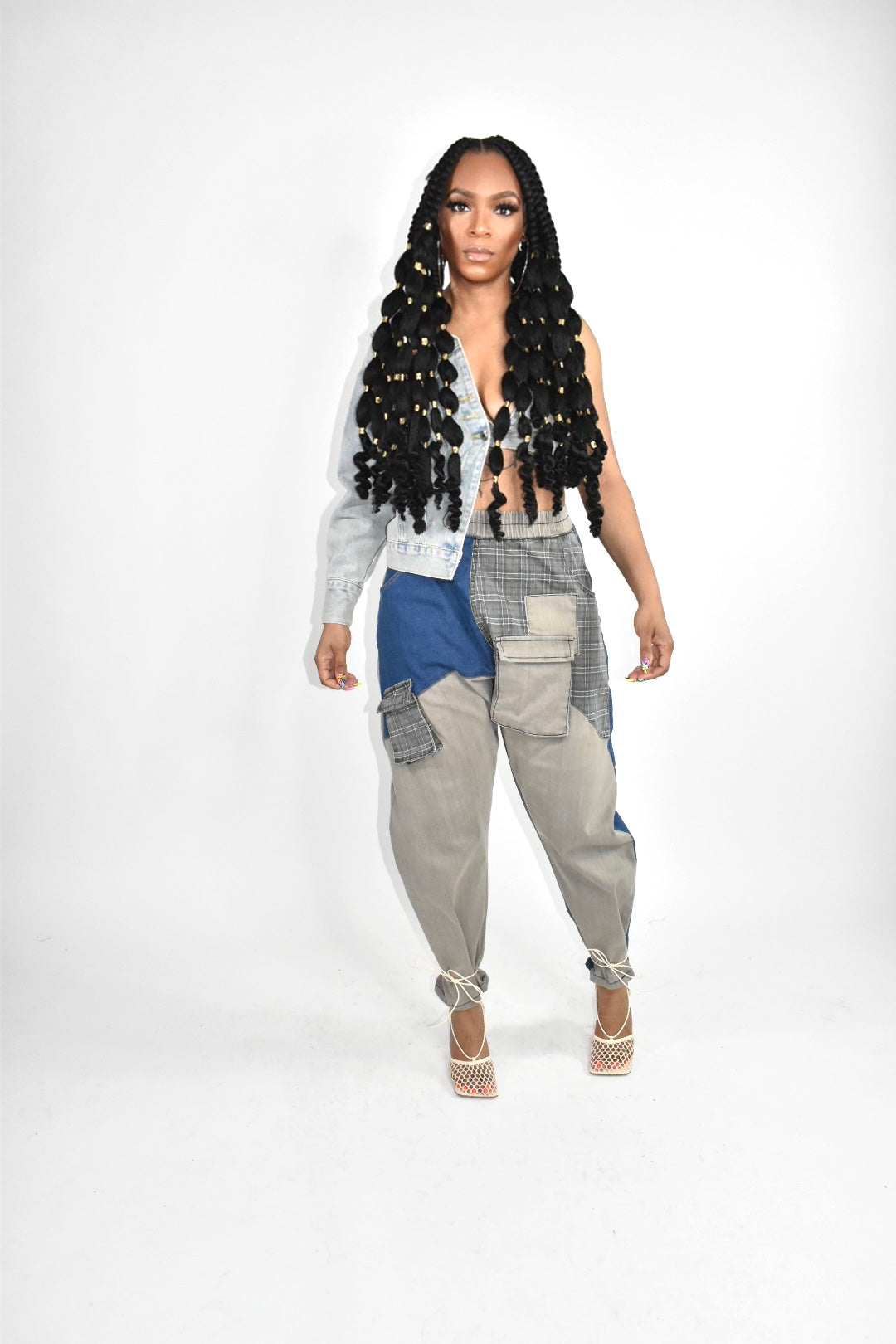 Patch Pocket Denim Harem Pants