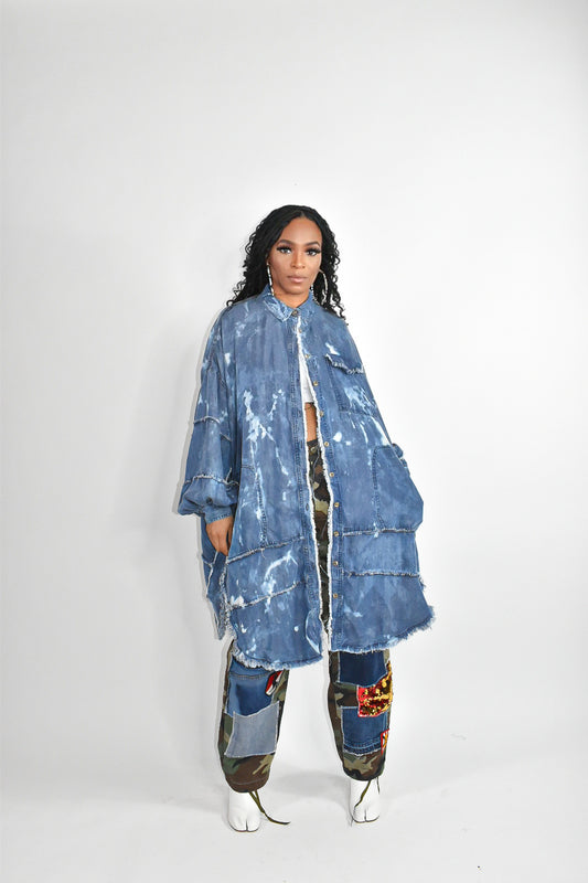 Bleached Oversized Denim Dress/Cardigan