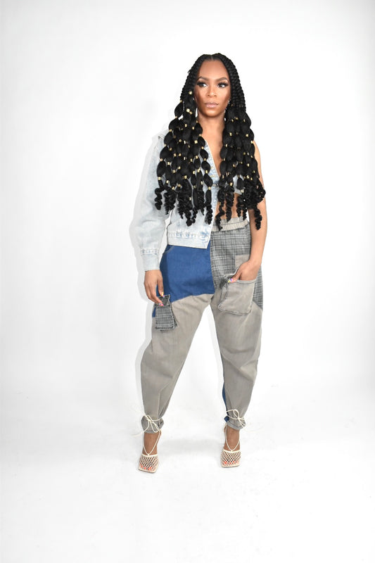 Patch Pocket Denim Harem Pants