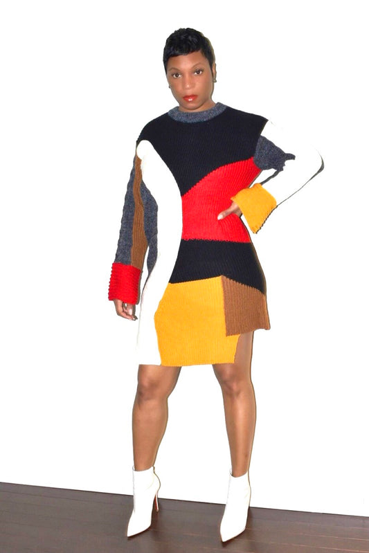 Multicolor Knitted Sweater Dress