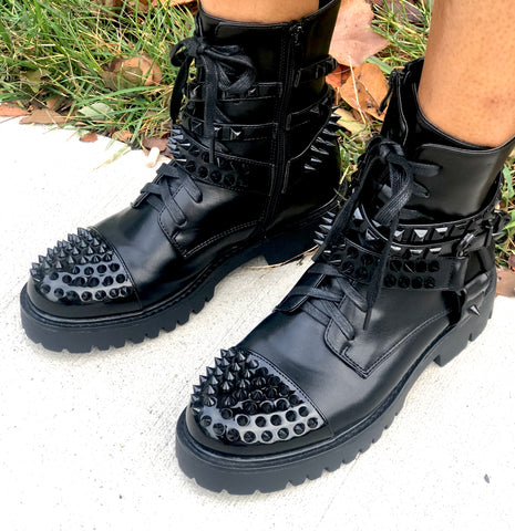 POPPIN Spiked Combat Boots